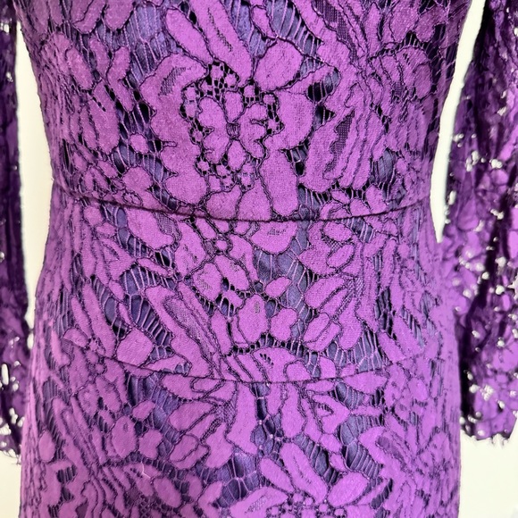 J.CREW PURPLE LACE RUFFLE HEM DRESS WITH 3/4 SLEEVES SIZE 0 - Picture 9 of 9
